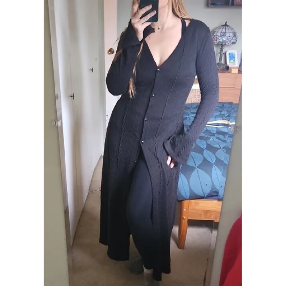 Goth Black Long Sleeve Sweater Dress